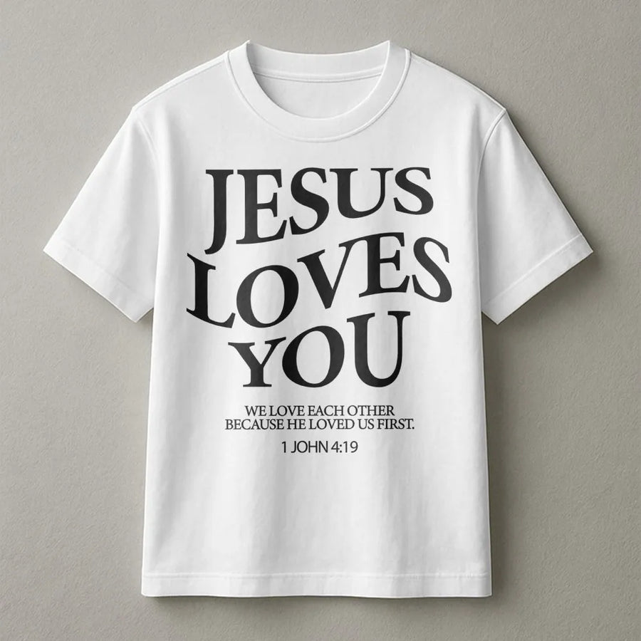 Jesus Loves You T-Shirt | Aesthetic Christian Bible Verse Design | Premium Soft Cotton Tee | Religious Faith Gift for Men and Women