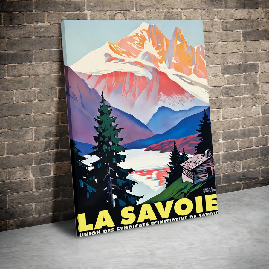 La Savoie Vintage Travel Canvas Wall Art | Roger Broders Art Deco Poster | Premium Gallery Wrap | Collector's French Alps Decor