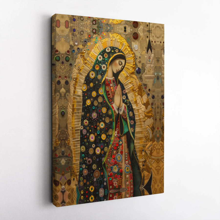 Our Lady Of Guadalupe Canvas Art | Ornate Mosaic Religious Wall Decor | Premium 1.25 Inch Gallery Wrap | Catholic Home Gift For Her