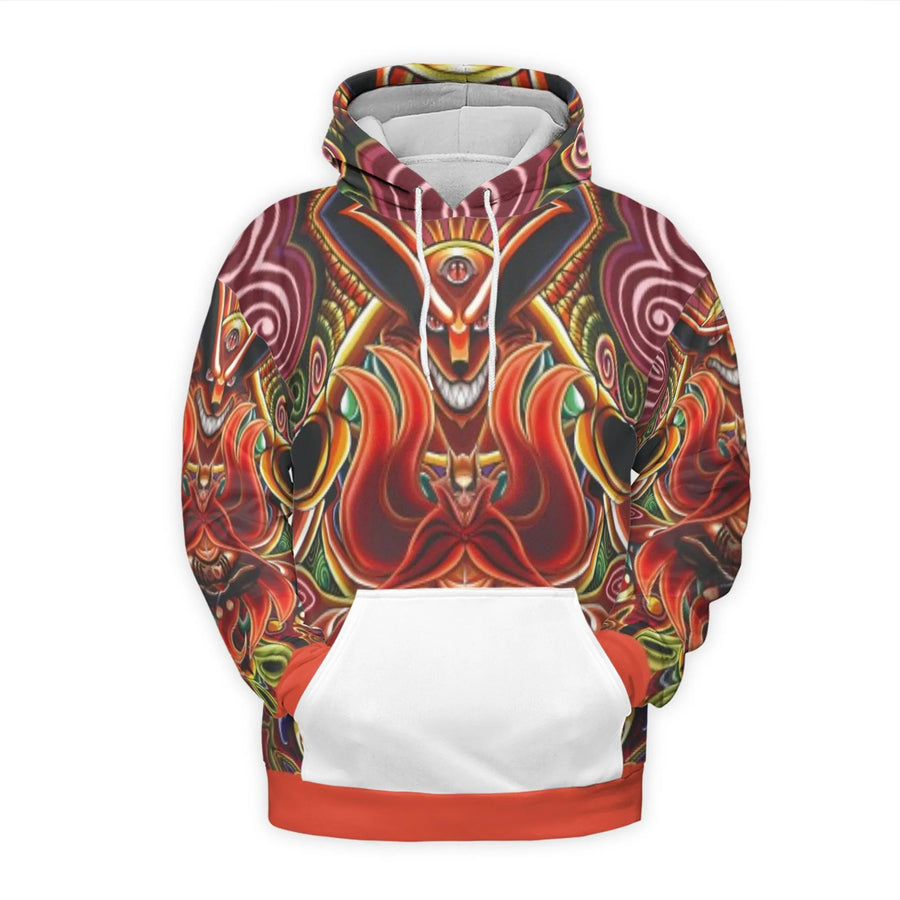 Nine Tailed Fox Hoodie | Psychedelic Japanese Anime Art | Premium Brushed Fleece 3D Pullover | Unique Streetwear Gift for Men and Women