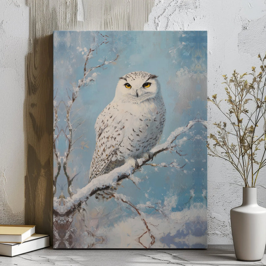 Snowy Owl Canvas Wall Art | Winter Forest Wildlife Portrait | Premium Gallery Wrap 1.25" Depth | Ready To Hang Nature Decor Gift