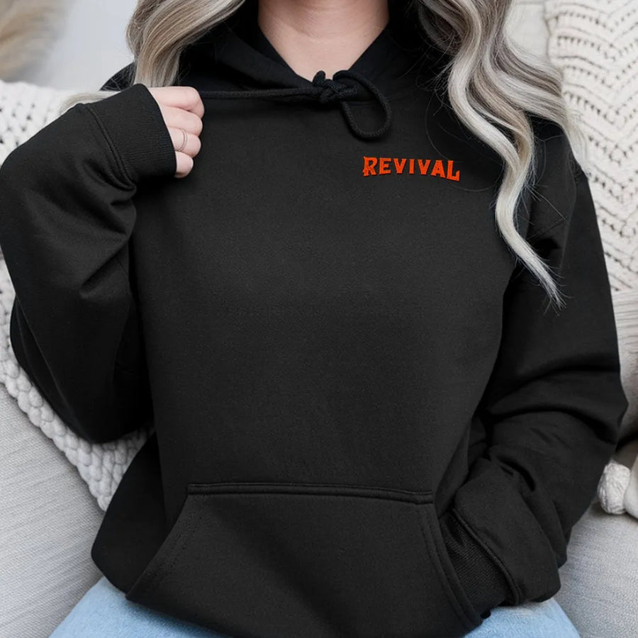 Revival Hoodie | Minimalist Left Chest Graphic Tee | Premium 100% Cotton | Unisex Christian Faith Apparel Gift