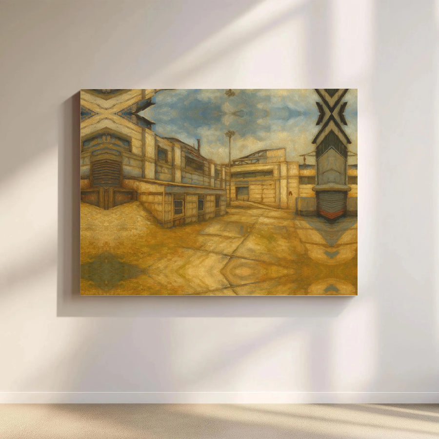 Abstract Industrial Canvas Wall Art | Symmetrical Urban Landscape Painting | Premium Gallery Wrapped Canvas | Modern Loft & Office Decor Gift