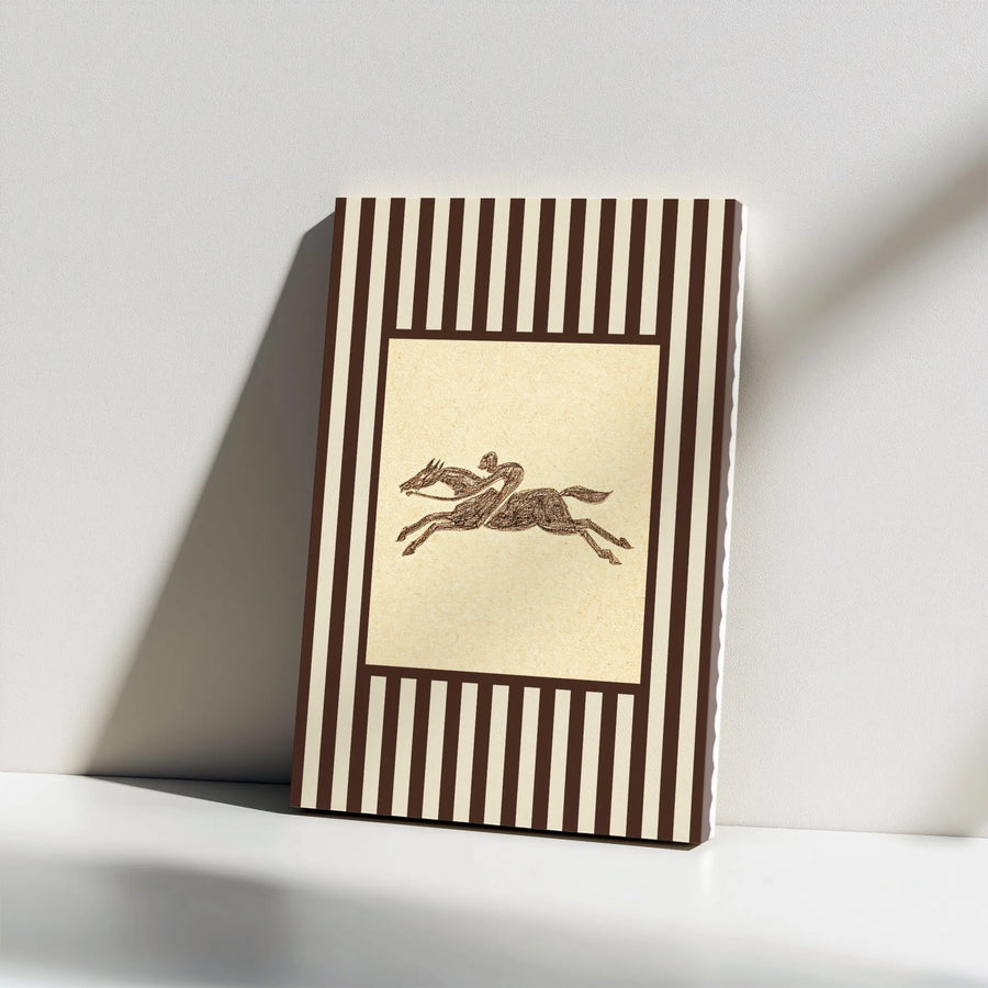 Horse Racing Wall Art | Vintage Equestrian Sketch Print | Gallery Wrap Canvas | Premium Office Decor For Horse Lovers