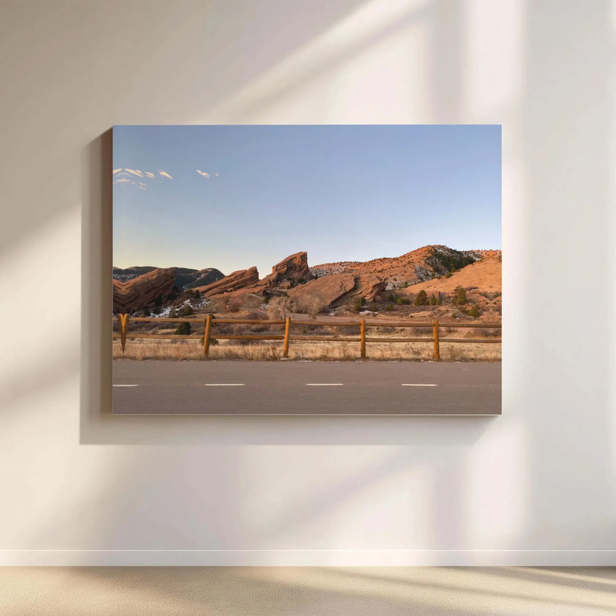 Red Rock Canyon Landscape Canvas | Sunset Desert Mountain Wall Art | 1.25 Inch Gallery Wrap | Modern Home Decor Gift