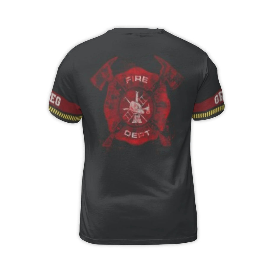 Firefighter American Flag T-Shirt | Patriotic First Responder 3D Graphic Print | Premium Jersey Blend | Gift for Fireman and Fire Rescue Supporters