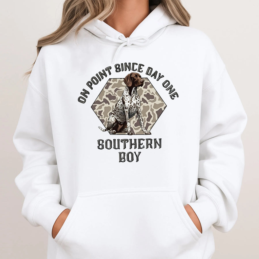 German Shorthaired Pointer Hoodie | On Point Since Day One Hunting Design | Premium Cotton Blend | Gift For Dog Lovers & Outdoorsmen