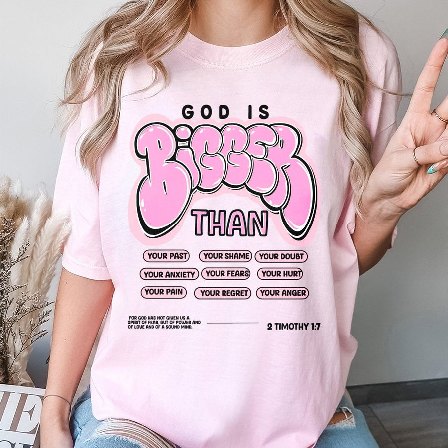 God Is Bigger Than T-Shirt | Christian Bible Verse Graphic Tee | 100% Cotton Premium Quality | Inspirational Faith-Based Gift For Men And Women
