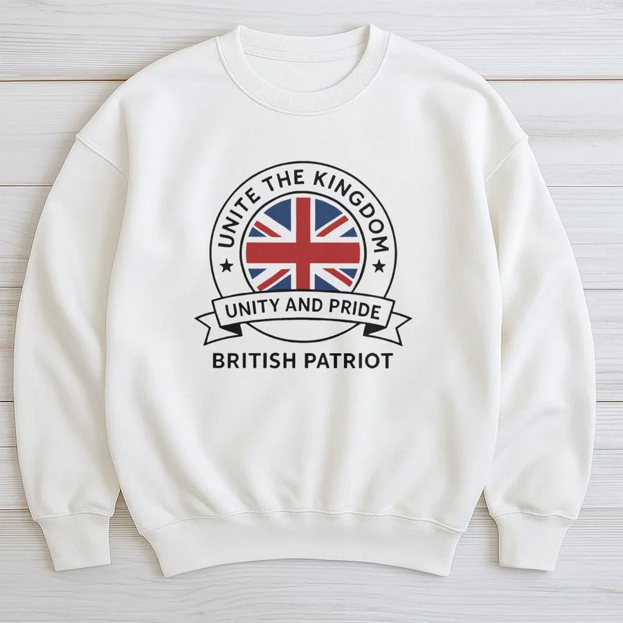 British Patriot Sweatshirt | Union Jack Flag Graphic Tee | Premium Cotton Blend | UK Pride Gift for England Scotland Wales Residents