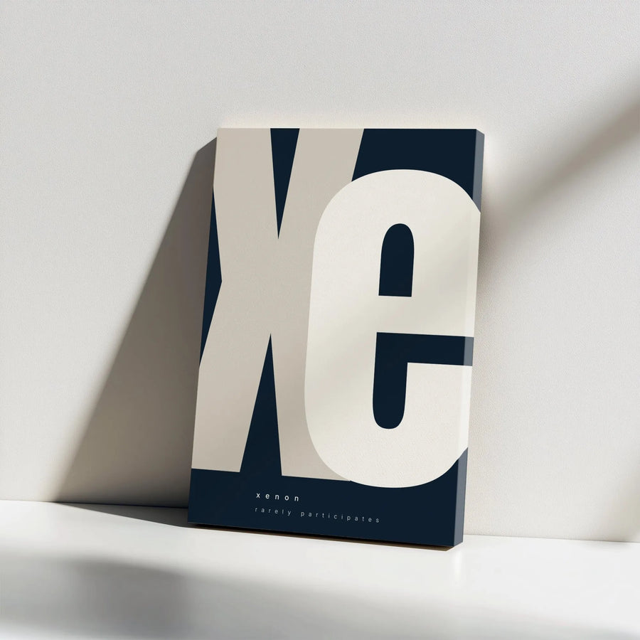 Xenon Element Vertical Canvas | Modern Typography Periodic Table Art | Premium Thick Gallery Wrap | Collector's Science Gift for Chemist or Teacher
