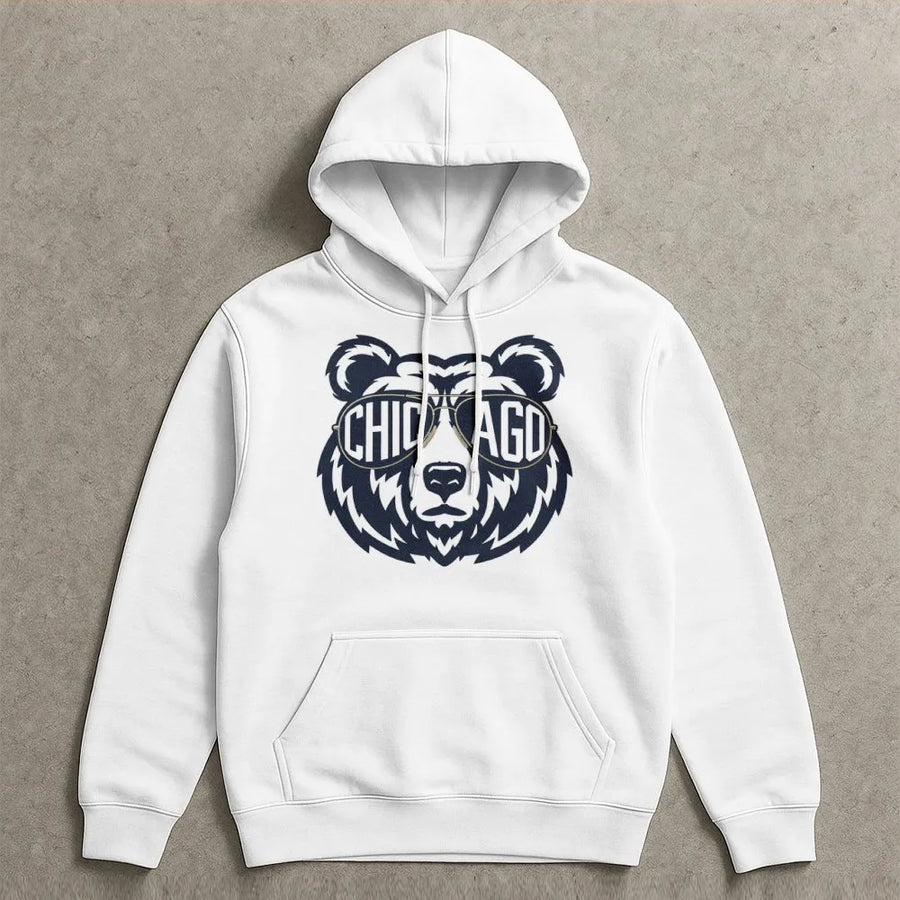 Vintage Chicago Football Bear Hoodie, Retro Fan Gift For Mens & Woment