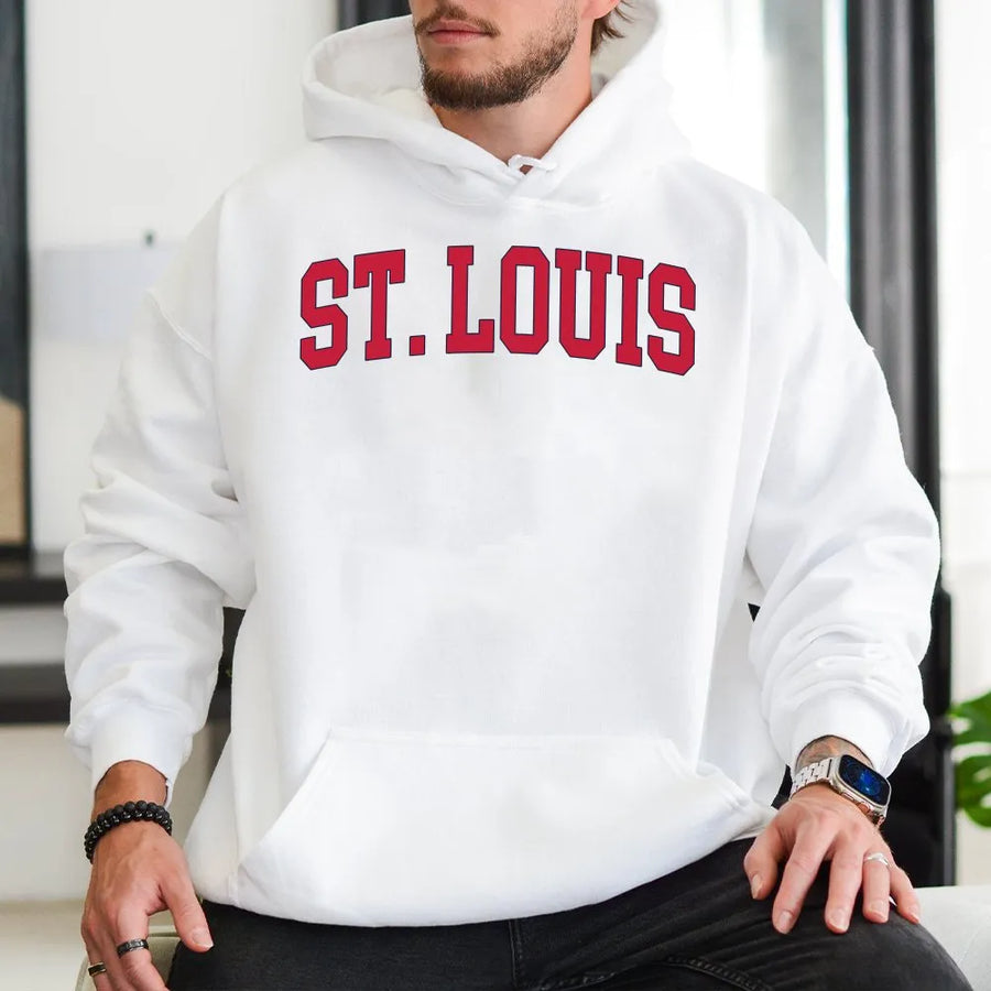 St. Louis Hoodie | Vintage Varsity College Sweatshirt | Premium Cotton Blend | City Pride Apparel Gift for Men & Women