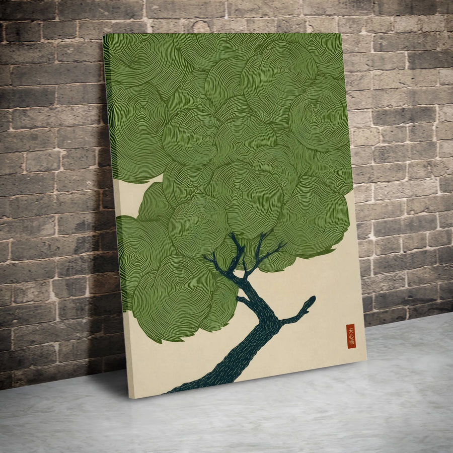 Zen Garden Tree Canvas Print | Modern Japanese Stylized Art | Premium Thick Gallery Wrap | Minimalist Wall Decor Gift for Home or Office