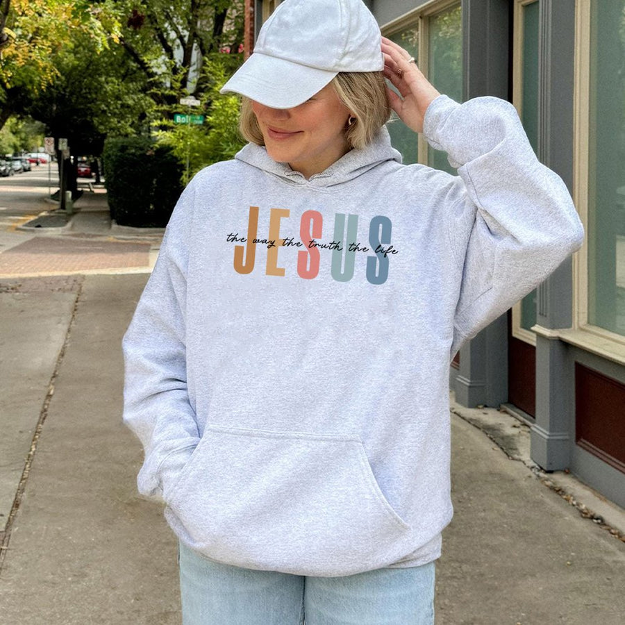 Jesus The Way The Truth The Life Hoodie | Retro Christian Graphic Pullover | Premium Cotton Blend | Faith-Based Religious Gift for Believers