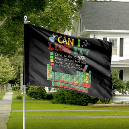 Funny Periodic Table House Flag | Can I Lick It Science Decor | Premium Weather-Resistant Polyester | Unique Chemistry Teacher Gift