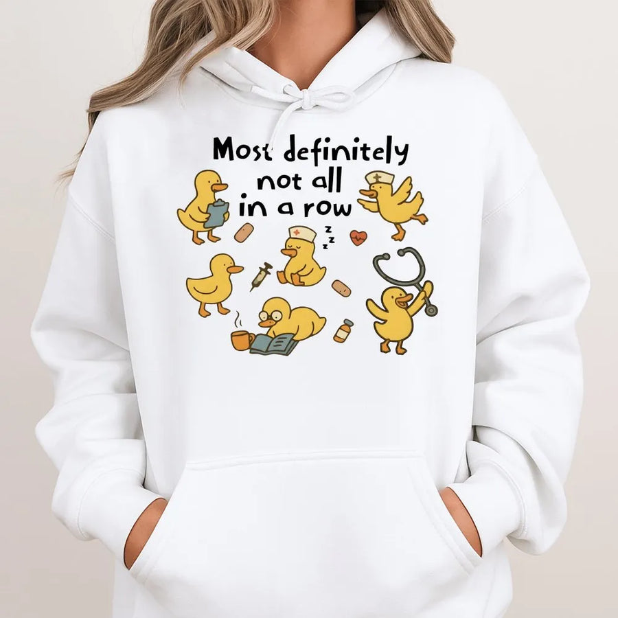 Funny Nurse Ducks Hoodie | Retro Cartoon 'Not In A Row' Graphic | Cozy Cotton Blend | Nurse Appreciation Gift for Nursing Student