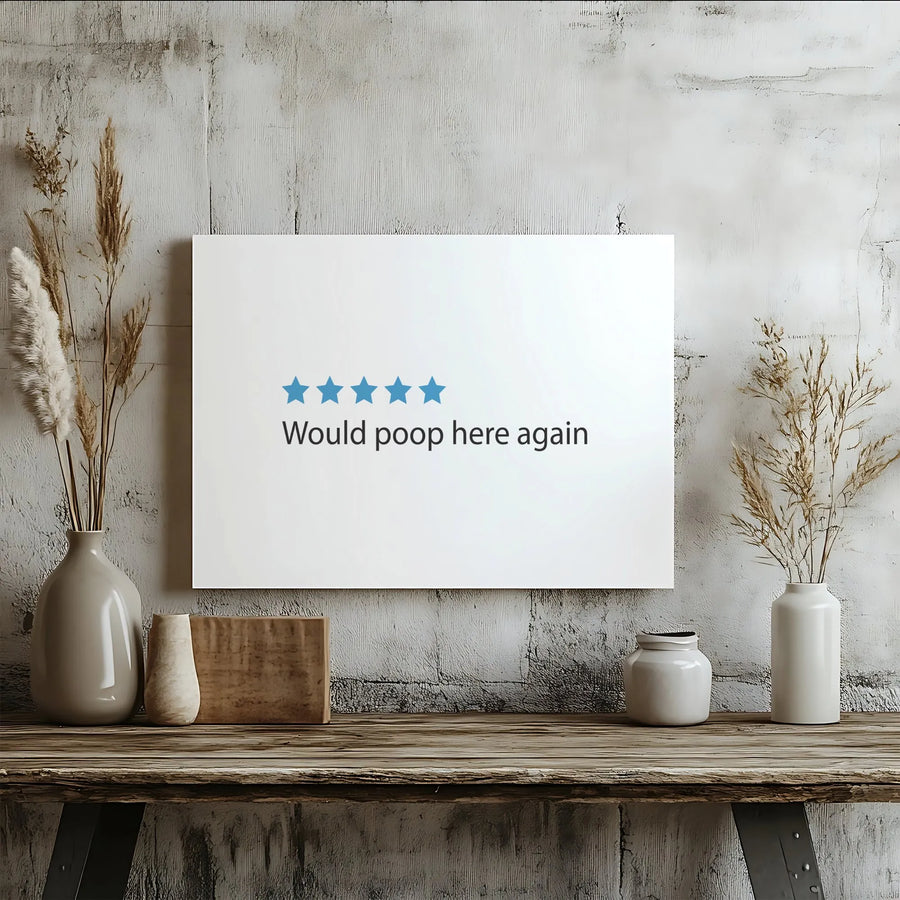 Would Poop Here Again Canvas Art | Funny Bathroom Wall Decor | 1.25 Inch Gallery Wrap | Unique Housewarming Gift for Him or Her