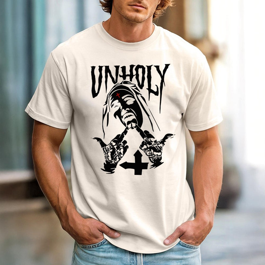 Unholy Nun Graphic T-Shirt | Edgy Gothic Streetwear Aesthetic | 100% Premium Cotton | Alternative Rock Style Gift for Her and Him