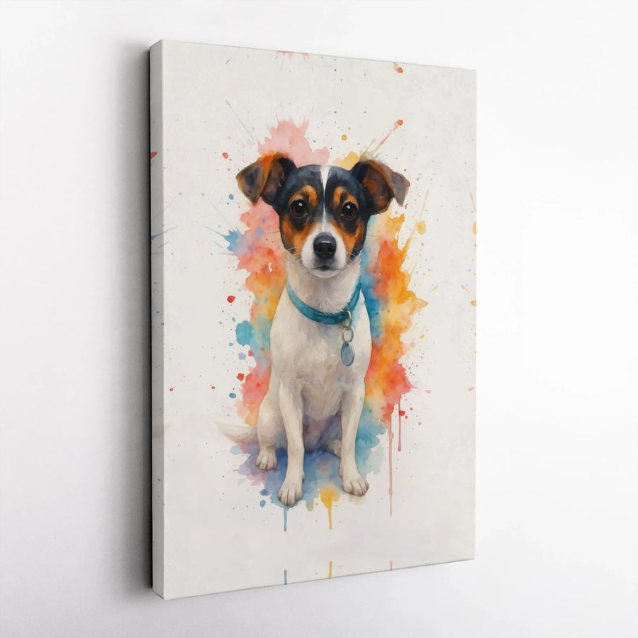 Jack Russell Terrier Wall Art | Colorful Watercolor Dog Portrait | Premium 1.25 Inch Gallery Wrap Canvas | Pet Lover Home Decor Gift