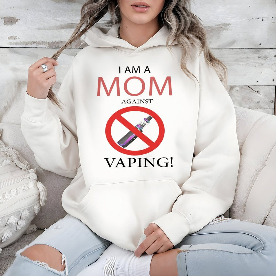 Mom Against Vaping Hoodie | Funny Anti-Vape Awareness Meme | Premium Cotton Blend | Gift For Concerned Parents Or Teachers