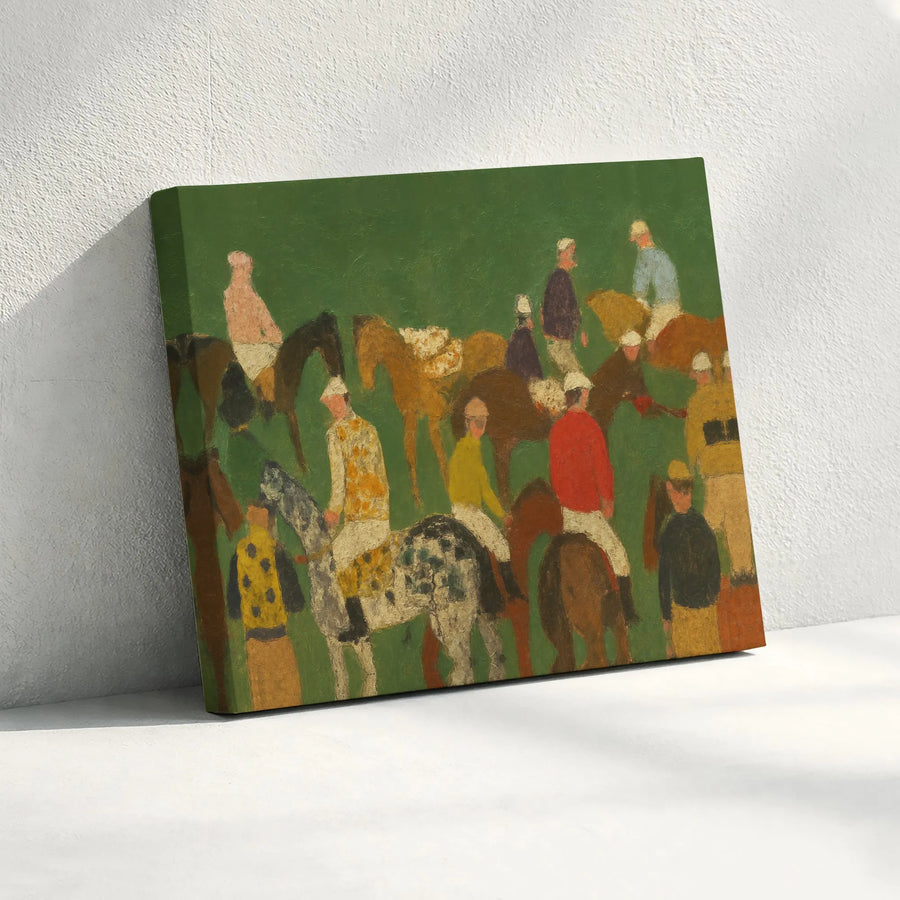 Horse Racing Canvas Wall Art | Modern Impressionist Jockey Painting | Premium Gallery Wrapped Canvas | Gift for Equestrian Lovers