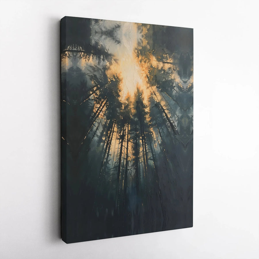 Forest Canopy Canvas Wall Art | Impressionistic Sunlight Through Trees | Premium 1.25-Inch Thick Gallery Wrap | Nature-Inspired Home Decor Gift