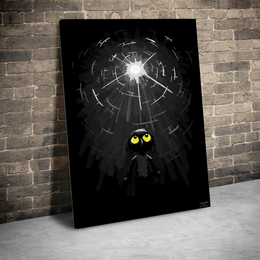 Dark Creature Wall Art | Surreal Glowing Eyes Illustration | Premium Gallery Wrapped Canvas | Moody Gothic Home Decor Gift