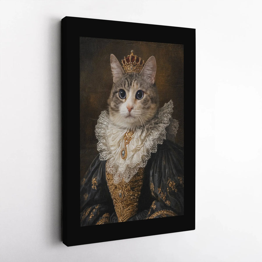 Royal Cat Portrait Canvas Print | Renaissance Pet Portrait, Funny Regal Animal Art | Premium Gallery Wrapped Canvas | Unique Collector's Gift for Cat Lovers