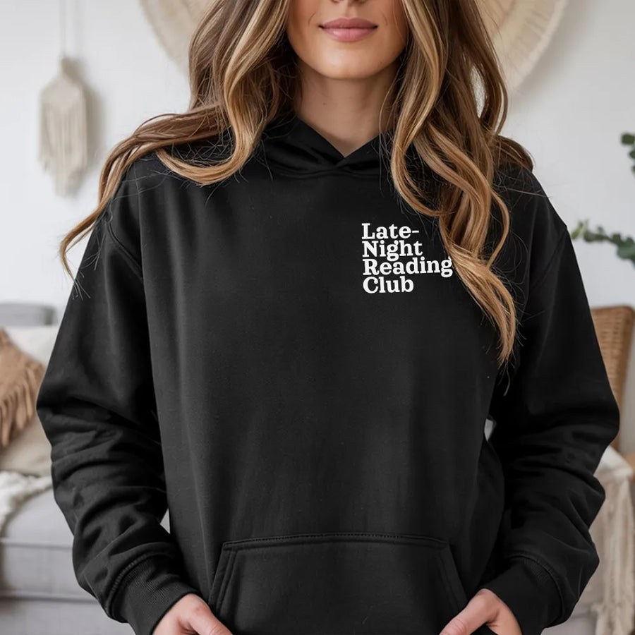 Late-Night Reading Club Hoodie | Minimalist Bookish Crewneck | Cozy Cotton Blend | Gift for Book Lovers and Librarians