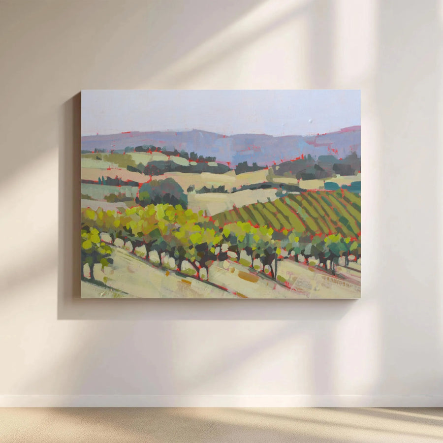 Napa Valley Canvas Wall Art | Abstract Vineyard Landscape Painting | Premium 1.25" Thick Gallery Wrapped Canvas | Unique Wine Lover Gift