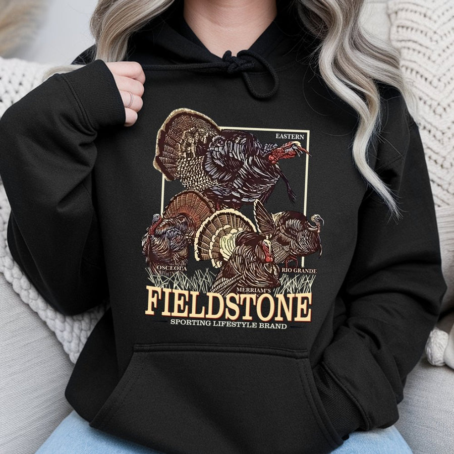 Wild Turkey Hunting Hoodie | Grand Slam Species Graphic | Premium Cotton Blend | Gift for Outdoorsman & Hunter