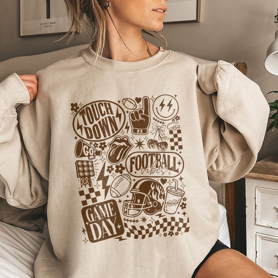 Football Sweatshirt | Game Day Aesthetic Graphic | Premium Cotton Blend | Unisex Football Lover Gift for Her