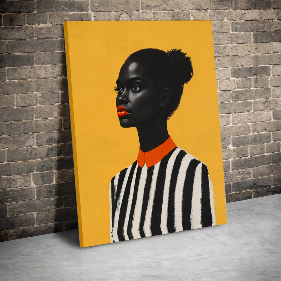 Black Woman Portrait Canvas Art | Modern Minimalist Wall Decor | Premium Fade-Resistant Print | Elegant Home Office Gift Idea