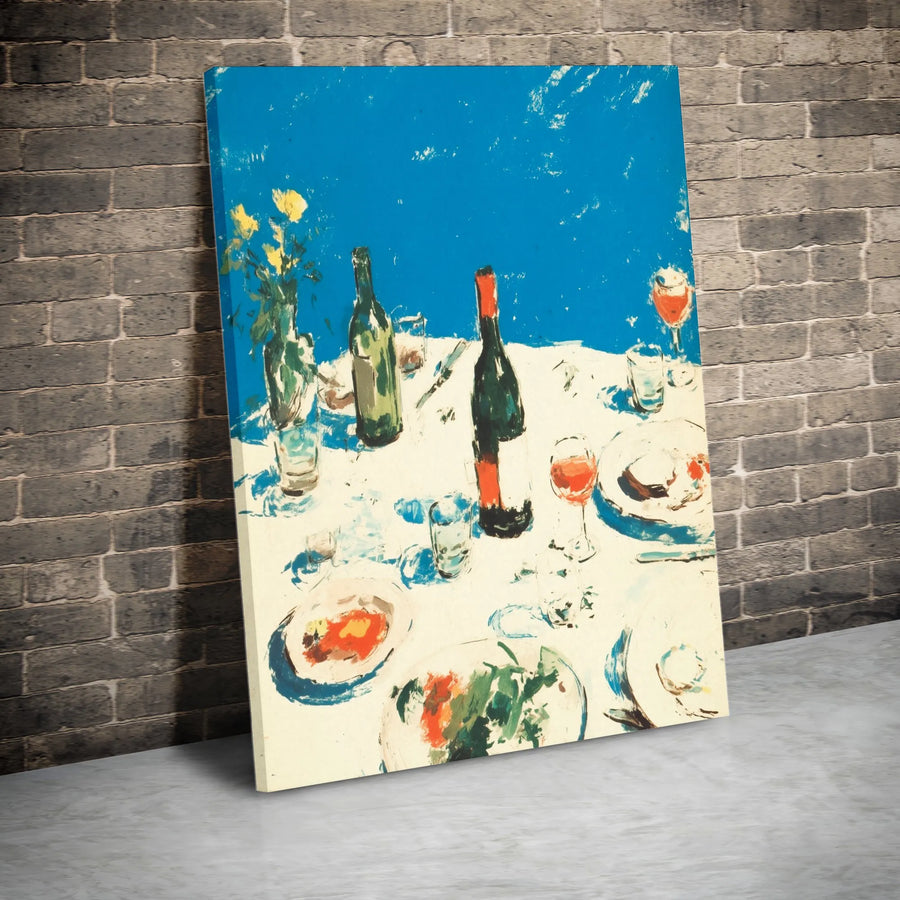 Wine Dinner Table Canvas Art | Impressionist French Bistro Painting | Premium Gallery Wrap Wall Decor | Dining Room Kitchen Gift for Wine Lovers