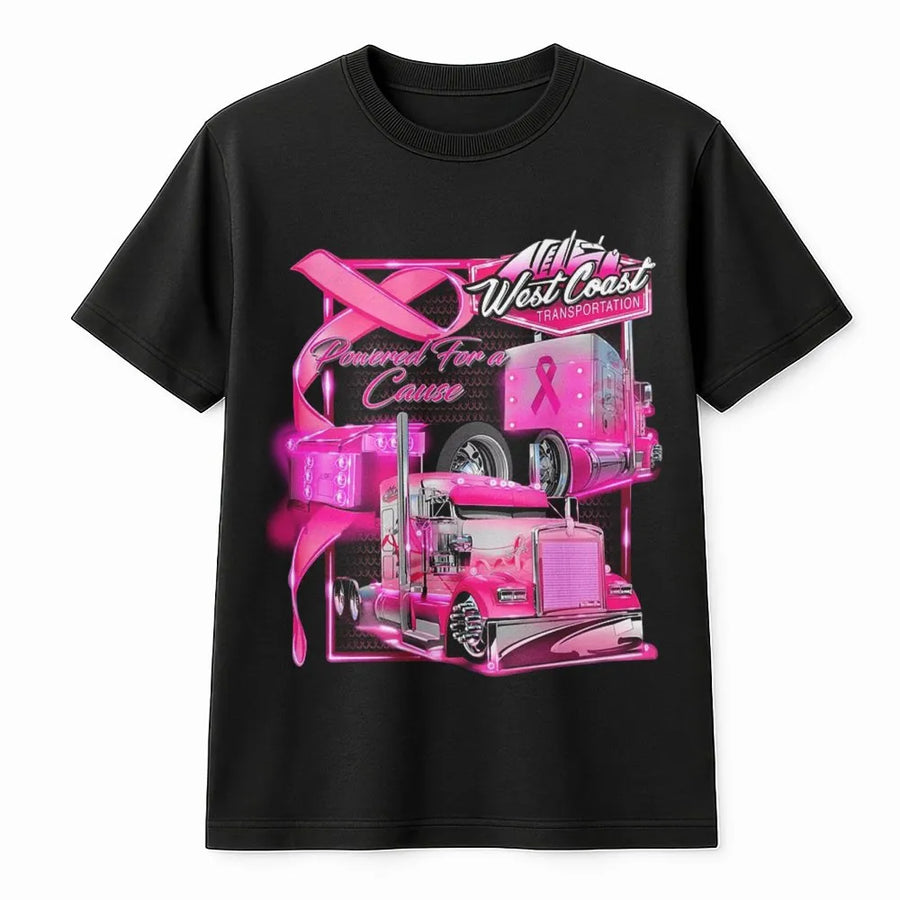 Pink Truck T-Shirt | Breast Cancer Awareness Ribbon Graphic | Premium Cotton Unisex Tee | Trucker Driver Gift For Her And Him