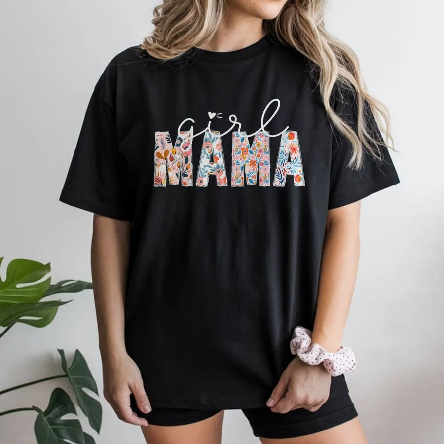 Girl Mama T-Shirt | Floral Letter Print Design | 100% Soft Cotton Premium Quality | Gift for Mom Mother's Day 2026