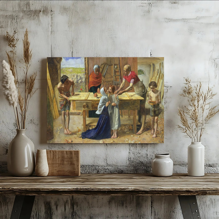 Christ in the House of His Parents Canvas | John Everett Millais Wall Art | Premium Gallery Wrapped Canvas | Christian Home Decor Gift