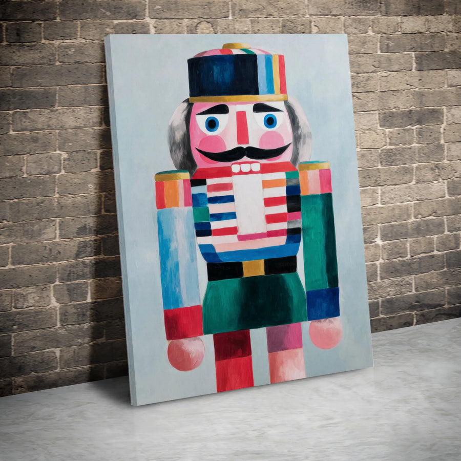 Nutcracker Wall Art | Colorful Modern Abstract Christmas Decor | Premium Gallery Wrapped Canvas | Festive Holiday Home Gift