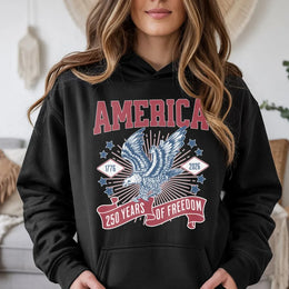 America 250 Years Of Freedom Hoodie | Patriotic Eagle 1776-2026 Graphic | Soft Cotton-Polyester Blend | Anniversary Gift For Patriots
