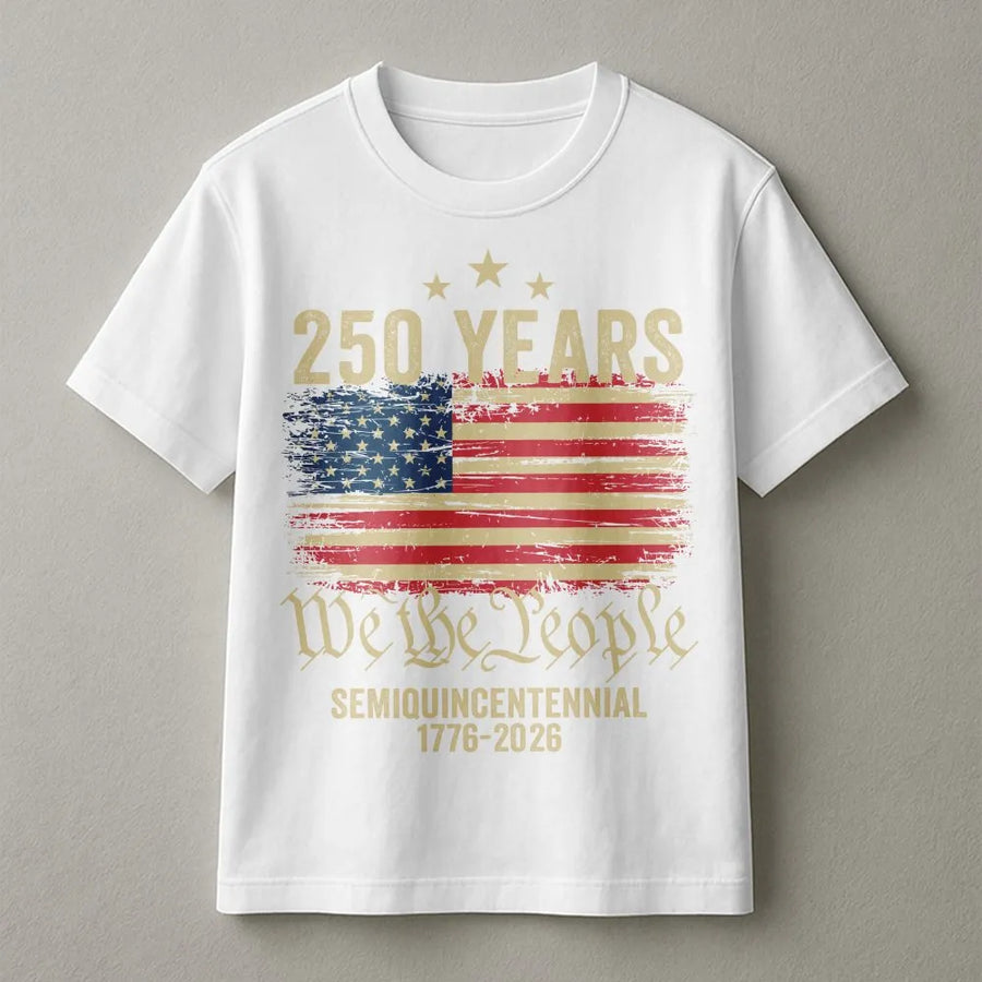 USA 250th Anniversary T-Shirt | Distressed American Flag Design | Premium 100% Cotton | Semiquincentennial 1776-2026 Patriotic Gift