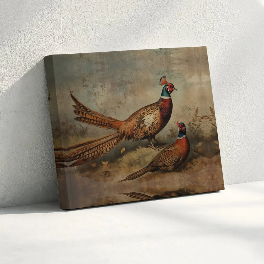 Pheasant Wildlife Canvas Wall Art | Vintage Bird Oil Painting Style | Premium 1.25" Gallery Wrap | Nature Decor Gift for Bird Lovers