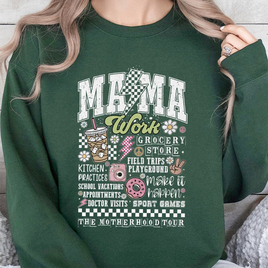 The Motherhood Tour Sweatshirt | Funny Retro Mom Life Graphic Tee | Premium Cotton Blend Crewneck | Gift for New Moms and Tired Mamas
