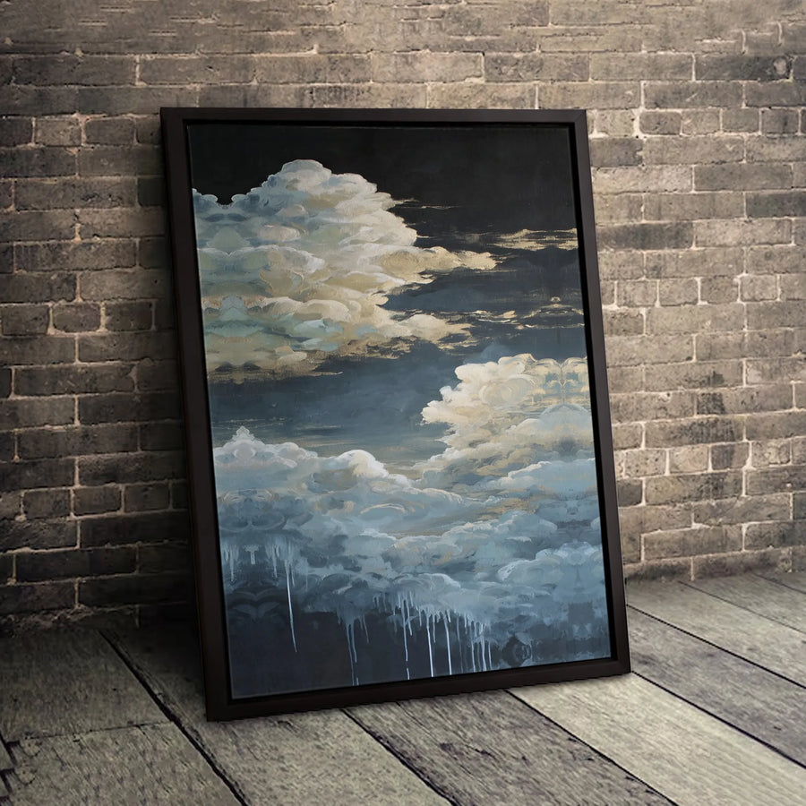 Abstract Cloudscape Wall Art | Moody Stormy Sky Oil Painting Style | Premium Gallery Wrap Canvas | Modern Home Decor for Living Room