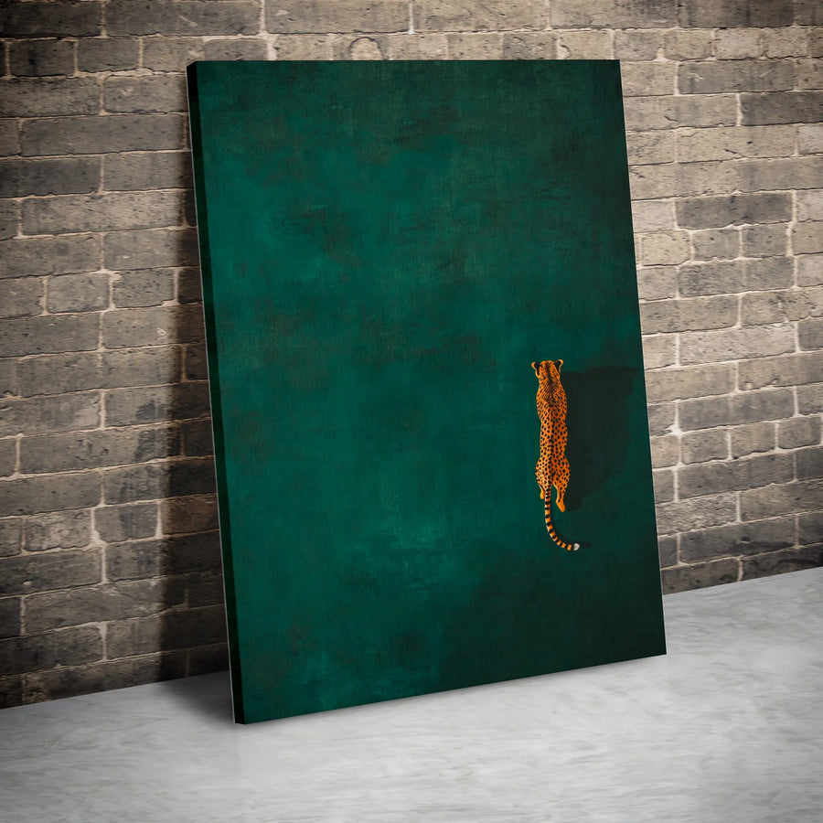 Minimalist Cheetah Canvas Art | Vertical Top-Down Animal Print | Premium 1.25-Inch Gallery Wrap | Modern Wildlife Home Office Wall Decor