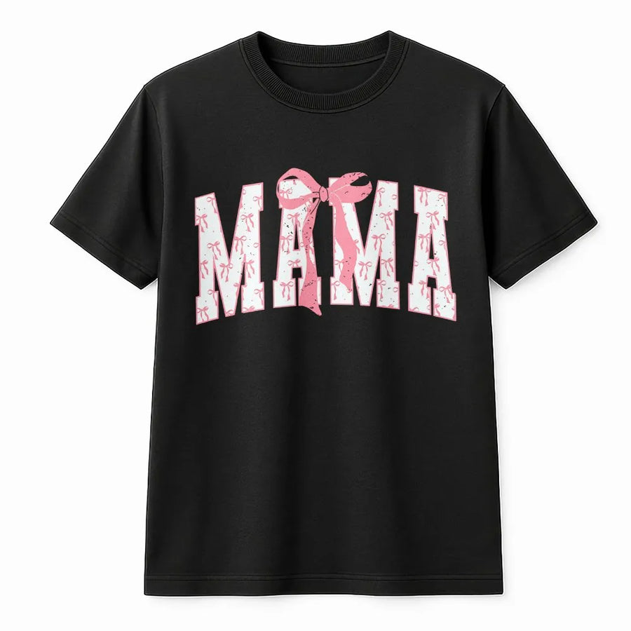 Mama T-Shirt | Coquette Bow Graphic Design | Premium Cotton Soft Tee | Trendy Mom Gift for Mother's Day 2026 or Birthday