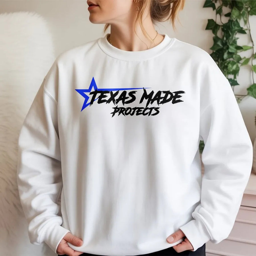 Texas Made Sweatshirt | Blue Star Graphic Pullover | Premium Cotton Blend | Unisex Texas Pride Gift for Men and Women