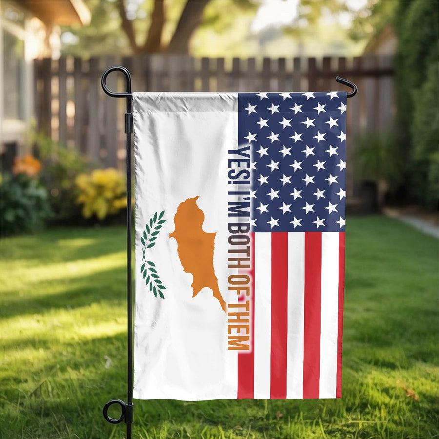 Cyprus American Flag Garden Flag | Yes I'm Both Of Them Design | Premium Weather-Resistant Polyester | Patriotic Dual Heritage Yard Decor Gift