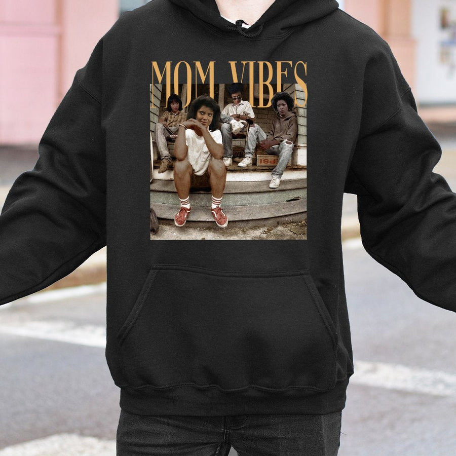 Mom Vibes Hoodie | Retro 90s Sitcom Aesthetic Graphic Sweatshirt | Premium Cotton Blend | Gift For Mom Cool Mom Style Oversized Pullover