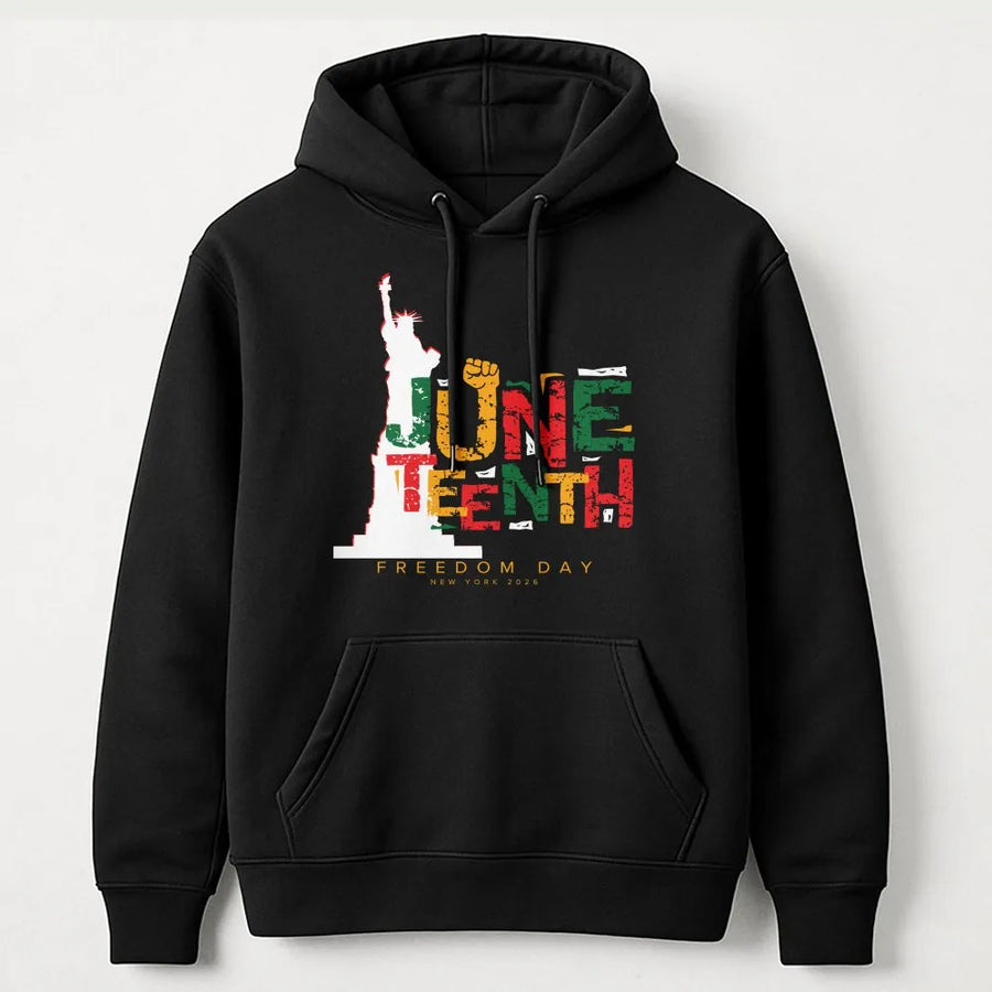 Juneteenth Freedom Day Hoodie | Distressed Pan-African Colors Graphic | Premium Cotton Blend | Commemorative Black History Gift for Men & Women