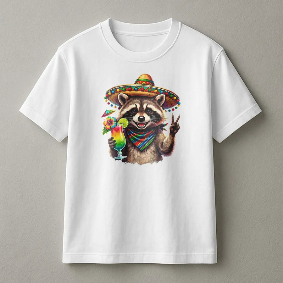 Funny Raccoon Cinco de Mayo T-Shirt | Sombrero Raccoon Graphic Sweatshirt | Premium Cotton-Blend Pullover | Mexican Fiesta Party Gift for Men & Women